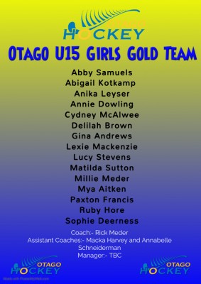 Otago U15 Girls Gold Team 2023