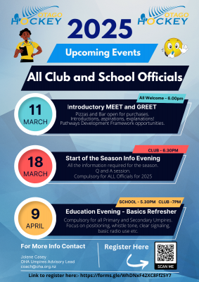 2025 Upcoming officials events poster